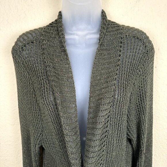 Dressbarn Woman 3X Dark Green Loose Knit Cardigan Cottage Core Comfy Grunge - Picture 2 of 7